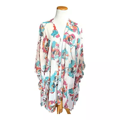 Womens Motherhood Maternity Floral Airy Spring Poncho Kimono - Sz 2X • $15