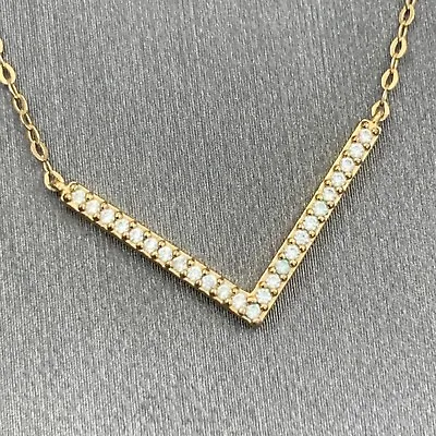 $23 • Buy Signed Nadri Womens Gold Tone 18” V Micro Pave Pendant Necklace