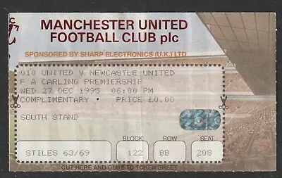 £1.99 • Buy 27/12/1995 Ticket: Manchester United V Newcastle United