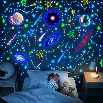 495 Pieces Glow In The Dark Moons And Stars Wall Decals For Ceiling Removable  • $13.99