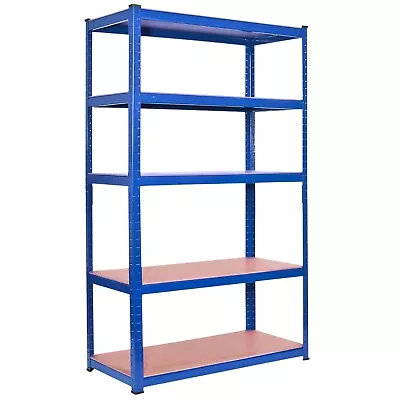 Blue 5 Tier Heavy Duty Racking Shelf Garage Shelving Storage Unit 180x90x40cm • £23.50