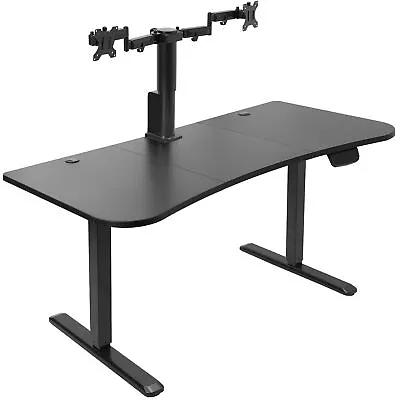 VIVO Black 63  X 32  Electric Stand Up Desk With Motorized Dual Monitor Mount • $499.99