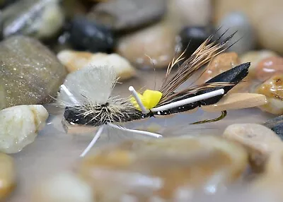 1 Doz Foam Hopper Terrestrial Yellow & Tan Dry Fishing Fly - Mustad Hooks • $10.99