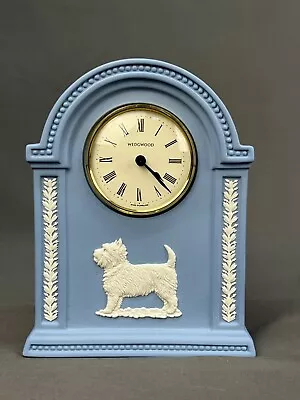 Rare Wedgwood Jasperware Blue West Highland Terrier Mantel Clock Limited Edition • $670.89