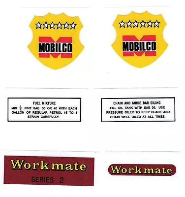 MOBILCO Workmate Vintage Chainsaw Repro Decals • $14.50