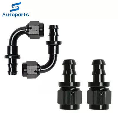 $7.19 • Buy 2PC Push On Lock Hose Fitting 90 Degrees Oil/Fuel/Gas Line Adapter 6AN 8AN 10AN