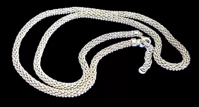 WOW! MILOR ITALY 28” Sterling Silver Popcorn Chain Necklace 4 Mm BEAUTIFUL!! • $59.99