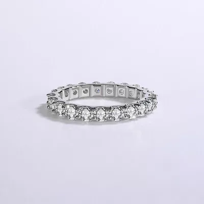 2.2CT VVS1 D Color Moissanite Full Eternity Wedding Promise Ring Pass Tester • $37.39