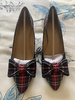 J Crew NWB $148 Black Stewart Tartan Esme Kitten Heels | Sz 7 • $50