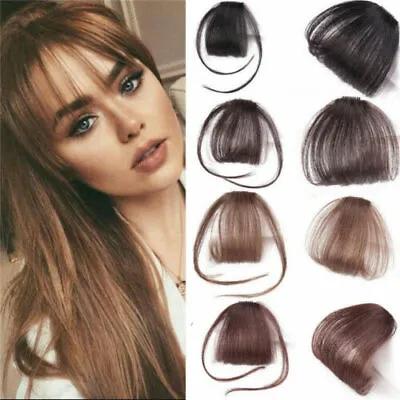 1PC Synthetic Hair Thin Neat Air Bangs Clip In Korean Fringe Front Hair Piece • $2.03