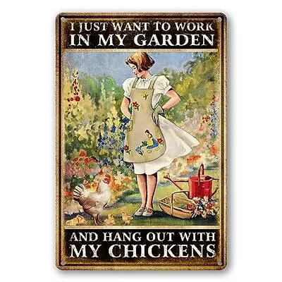 Chicken Signs For Coop Funny Garden Metal Tin Sign Vintage Chicken Sign Decor  • $17.05