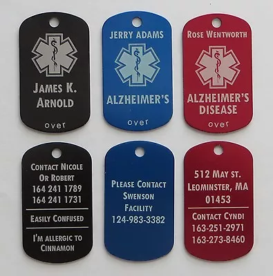 Alzheimer's Alert Identification Tag - Free Custom Engraving Personalization • $9.99