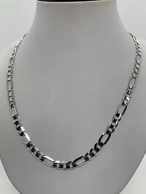 14K Solid White Gold Figaro Link Chain Necklace Men's Women's 6.2mm 18 -30  • $1399.99