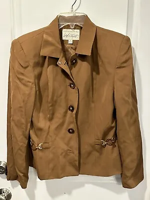 $0.99 • Buy Vintage Lots And Taylor Caramel Chain Detail Single Breasted Blazer Jacket 8