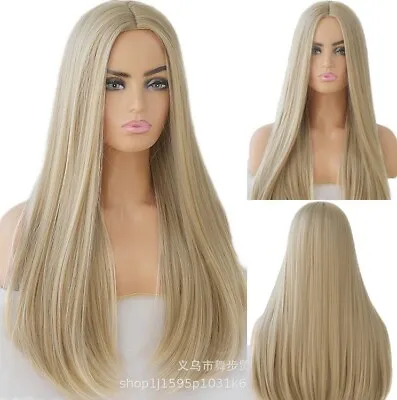 £13.99 • Buy UK 24inch Cosplay Wig No Lace Ash Blonde Synthetic Hair Full Head