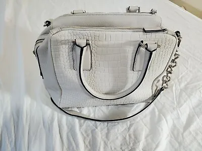 MARC FISHER Gray Taupe KYRA Croc Embossed Leather Satchel Bag Classy Purse  • $18.88