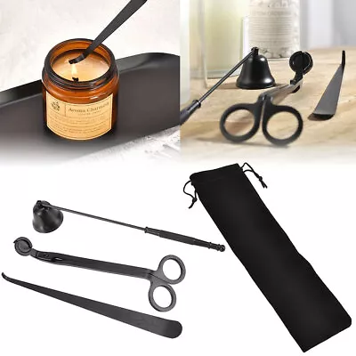 3x Craft Candle Tool Set Stainless Steel Scissor Wick Trimmer Snuffer Extinguish • £6.79