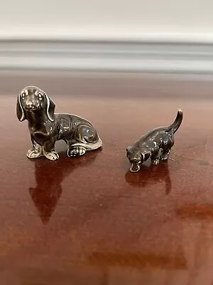 Germany Porcelain Figurine Lot Of 2 Dachshund Dogs • $12.99