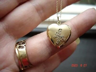 Real Cute Simply Says I LOVE YOU Matt Finish 14K GF Heart Shaped Locket Necklace • $19