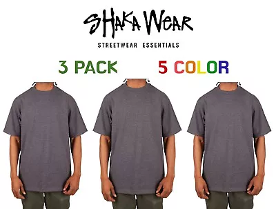 3 Pack Shaka Wear Max Heavyweight Cotton Crew Neck Short Sleeve Big Tall T-shirt • $35.85