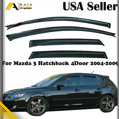 Window Vent Visor For 2004-2009 Mazda 3 Sedan Tape On Deflector Rain Guards • $26.78