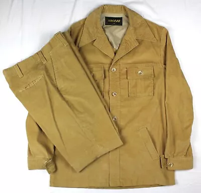 Vintage 70's Haggar 2pc Corduroy Suit Jacket And Pants Size 44L - 33x31 AS IS • $39.99