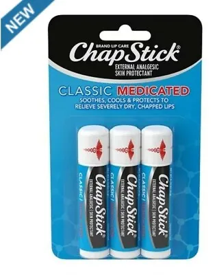 ChapStick Protectant Medicated Lip Balm Pack Of Three Exp 04/26 • $11.50