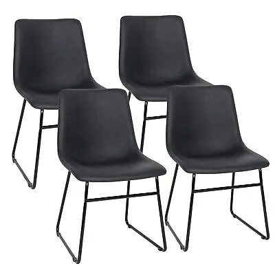 Faux Leather Dining Chairs Set Of 4 Modern Mid Century Dining Kitchen Room Chair • $127.58