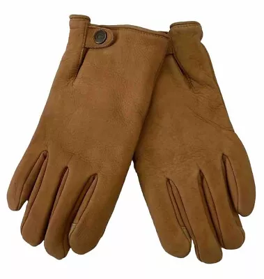 NWT UGG Men's Tabbed Splice Vent Leather Gloves Chesnut Leather Large • $45