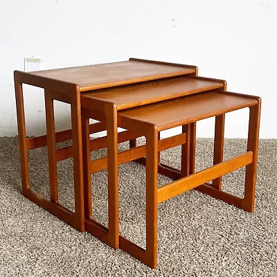 Mid Century Modern Teak Nesting Tables - Set Of 3 • $995