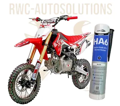 MOTORBIKE RTV AUTOMOTIVE SILICONE SEALANT HA6 BLACK MOTOR CYCLE GASKET 310ml • £9