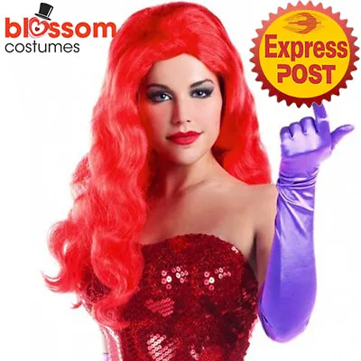 TM93 Long Red Mermaid Jessica Rabbit Poison Ivy Halloween Witch Costume Wig Hair • $19.95