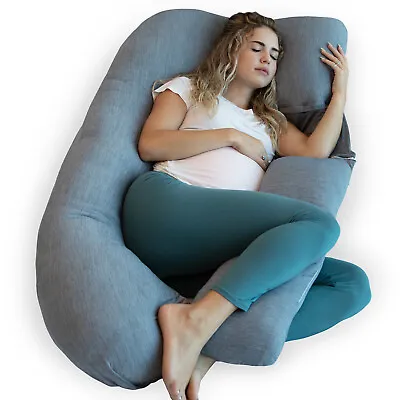 $54.95 • Buy PharMeDoc Pregnancy U Shaped Full Body Maternity Pillow - Grey Cooling Cover