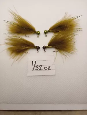 4 Pack 1/32 Oz Hand Tied Marabou Jigs Steelhead Trout Panfish Crappie Bass • $5.25