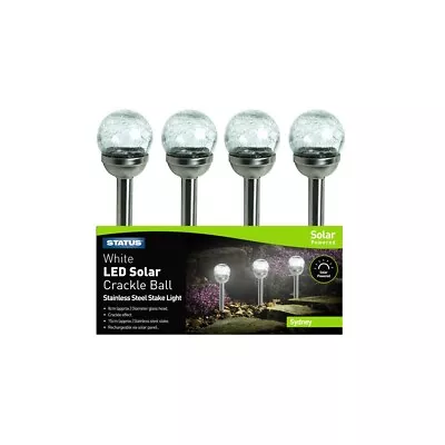 White LED Solar Charging Crackle Glass Stake Light • £2.99