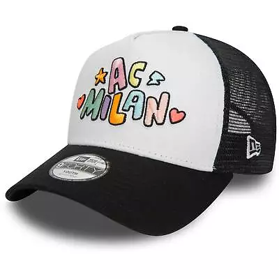 Youth New Era Black AC Milan Wordmark E-Frame 9FORTY Trucker Adjustable Hat • $25.99