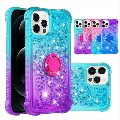 For IPhone 12 11 Pro Max XS XR 8 7 Plus Glitter Liquid Quicksand Ring Case Cover • $12.86