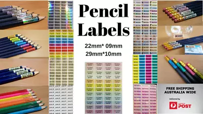 $3.99 • Buy Personalised Pencil Name / School Label Stickers / Custom Vinyl Tags - 22*09mm