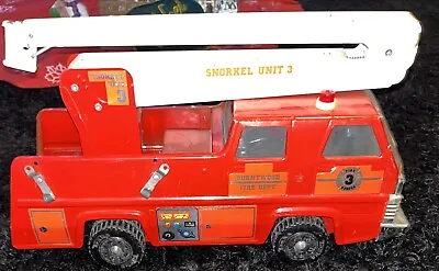 Tonka Red Metal Burntwood Fire Department Snorkel Unit 3 Fire Bucket Truck 17  • $30