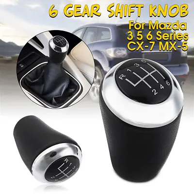 6 Speed Gear Shift Knob Leather Fits For Mazda 3 5 6 Series CX-7 MX-5 CX7 MX5 • $19.95