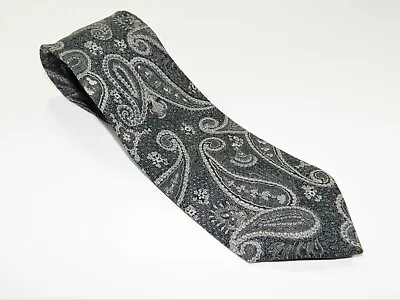 Men's Vintage ZAN ZARA Silk NECKTIE Tie Skinny GRAY BLACK PAISLEY BAROQUE • $12.98