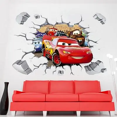 Disney 3D Cars McQueen Mater Removable Wall Stickers Decal Kids Home Decor USA • $8.81