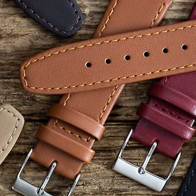 Leather Watch Strap - Premium Leather - 18mm 20mm 22mm & Extra Long Brown Black • £19.95