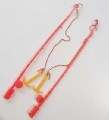 Vintage Toy Fishing Game Red Pole Set Orange Hooks [8 Inches Long] • $9.99