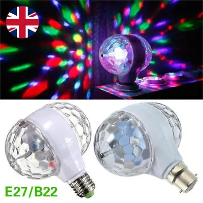 LED Multi Coloured Rotating Disco Light Bulb Projector Bayonet Party Lamp KTV Z • £6.29