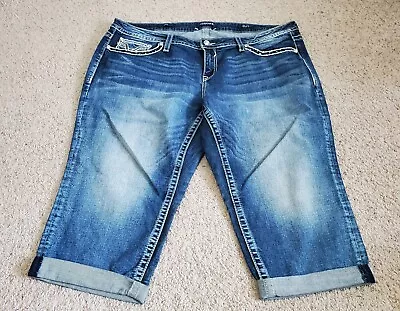 VIGOSS Women's  Heritage Fit  Capri Jeans Plus Size 24 X 21 Glitter Rhinestones • $19.99
