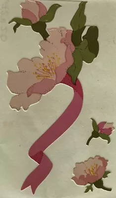 PINK PEONY FLOWER Stickers(3pc)Mrs. Grossman's•Garden•Ribbon•Bouquet •Blooming • $2.69