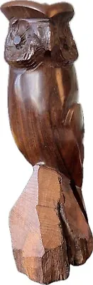 Vintage Solid Ironwood Owl Large 10”Carved Wood Bird Figurine Mid Century-Modern • $19.95