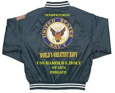 Uss Harold E.holt Ff-1074 Frigate Embroidered Satin Jacket(back Only) • $169.95