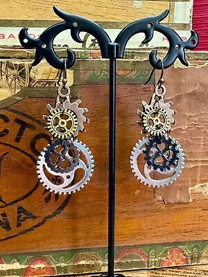 Steampunk Multicolored Industrial Gears Dangle Hook Earrings For All Occasions. • $9.99